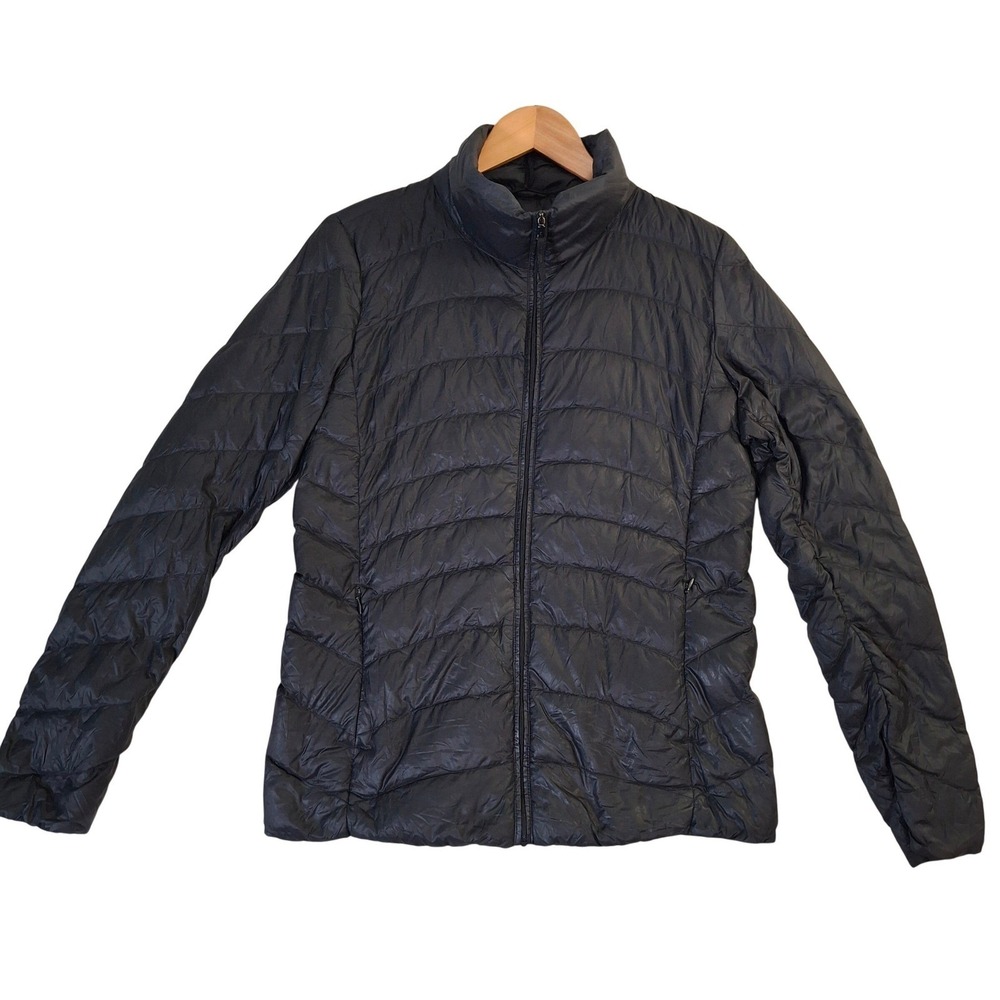 Uniqlo Ultra Light Down Jacket Women's Medium Black Full Zip Puffer Quilted